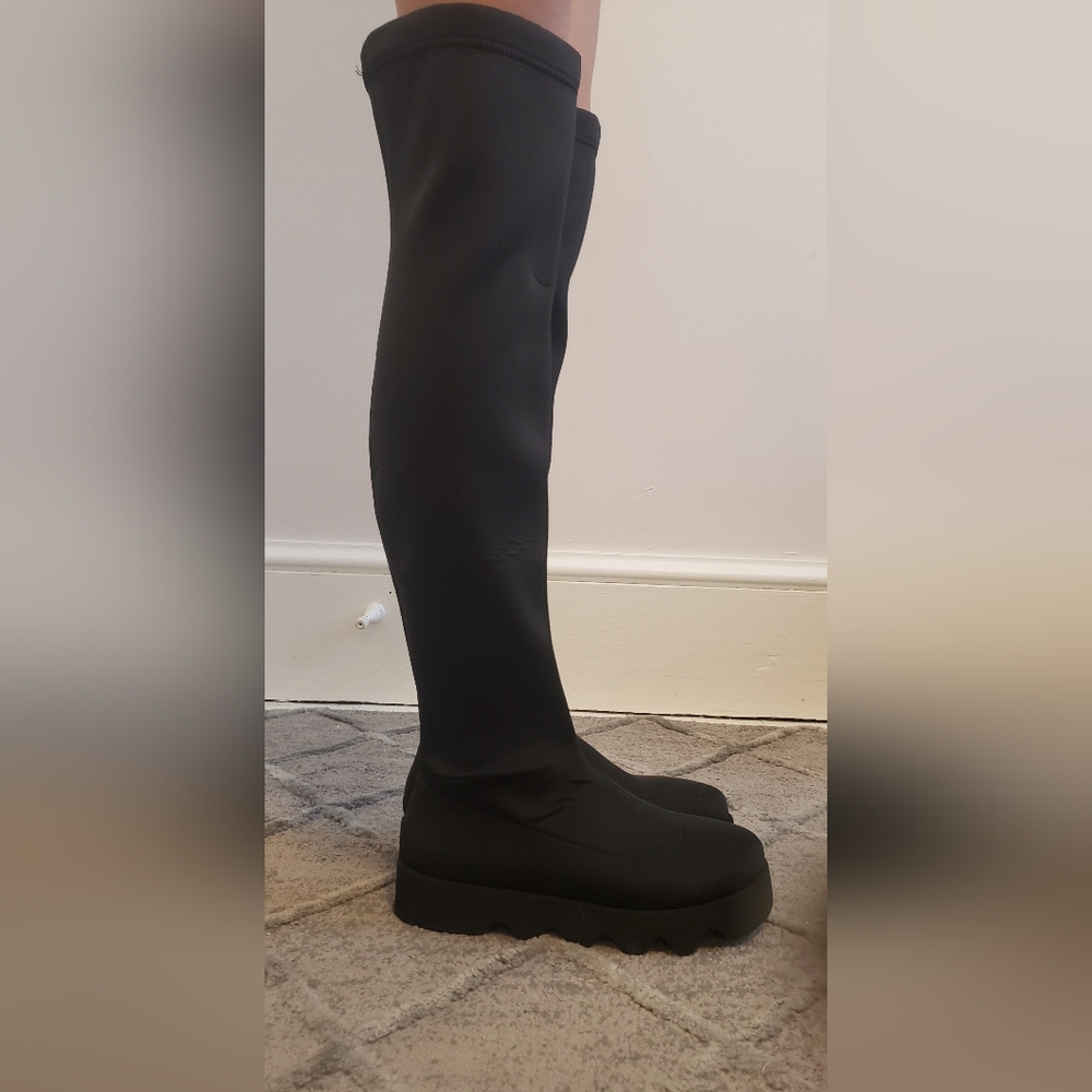 Issey Miyake × UN Bounce over the knee boots Size 37 (US 7) Black 1.5" platform - Picture 2 of 6